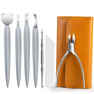 7 PCS Ingrown Toenail Pedicure Kit with Cutting Edge Toe Pick & Nail Cutter, Professional Pedicure Tool Set with Leather Case