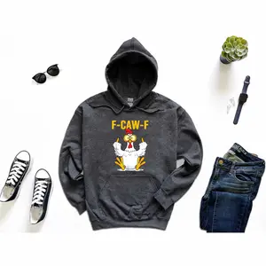 F-Caw-F Chicken Hoodie, Unisex Cotton Polyester Long Sleeve Pullover, Casual Wear for Men and Women Womenswear