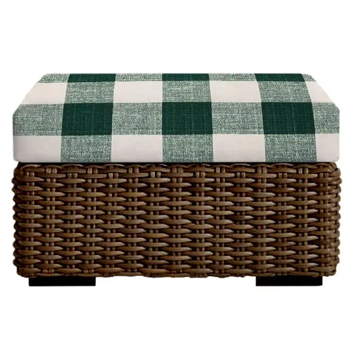 RSH Décor Green Buffalo Plaid Foam Ottoman Cushion for Indoor/Outdoor Use, 23x19x4 Inches