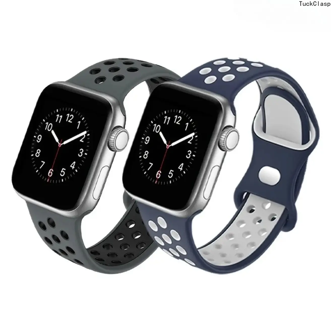 2-Pack Soft Silicone Sports Strap – Breathable & Durable, Fits Smartwatches 38–49mm (Series 1–11, SE, Ultra/Ultra 2), Unisex for Spring & Summer Outdoor Activity