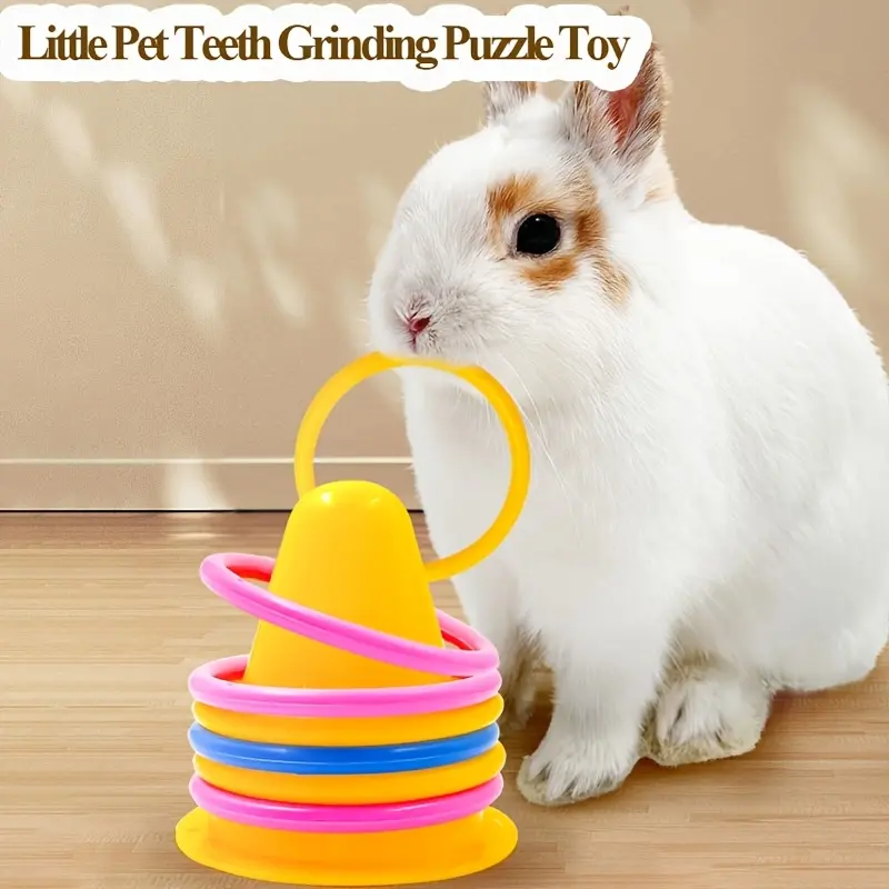 Rabbit entertainment toys, Cute teeth-chewing toys, ring-throwing games, educational rabbit playthings, Portable battery-free ice cream buckets