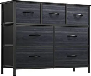 7 Drawer Fabric Dresser, Furniture Storage Tower Cabinet, Organizer for Bedroom, Living Room, Hallway, Closet, Sturdy Steel Frame, Wooden Top, Easy-to-Pull Fabric Bins