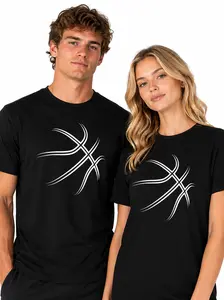 Fluid Line Statement – Abstract Interlocking Curve Graphic T-Shirt for Men & Women, Minimalist White Symbol Print, Trendy Y2K Streetwear Tee, Cute Women’s Printed Top, Vintage-Style Design, Loose Fit Unisex Cotton Short Sleeve