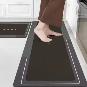 Silica Mud Kitchen Mat, 0.1 Inch Thick Super Absorbent Fast Dry, Non-Slip Rubber Backing, Bathroom Anti-Slip Pad, Washable Door Mat, Water Absorbent Rug, Non Slip Rugs