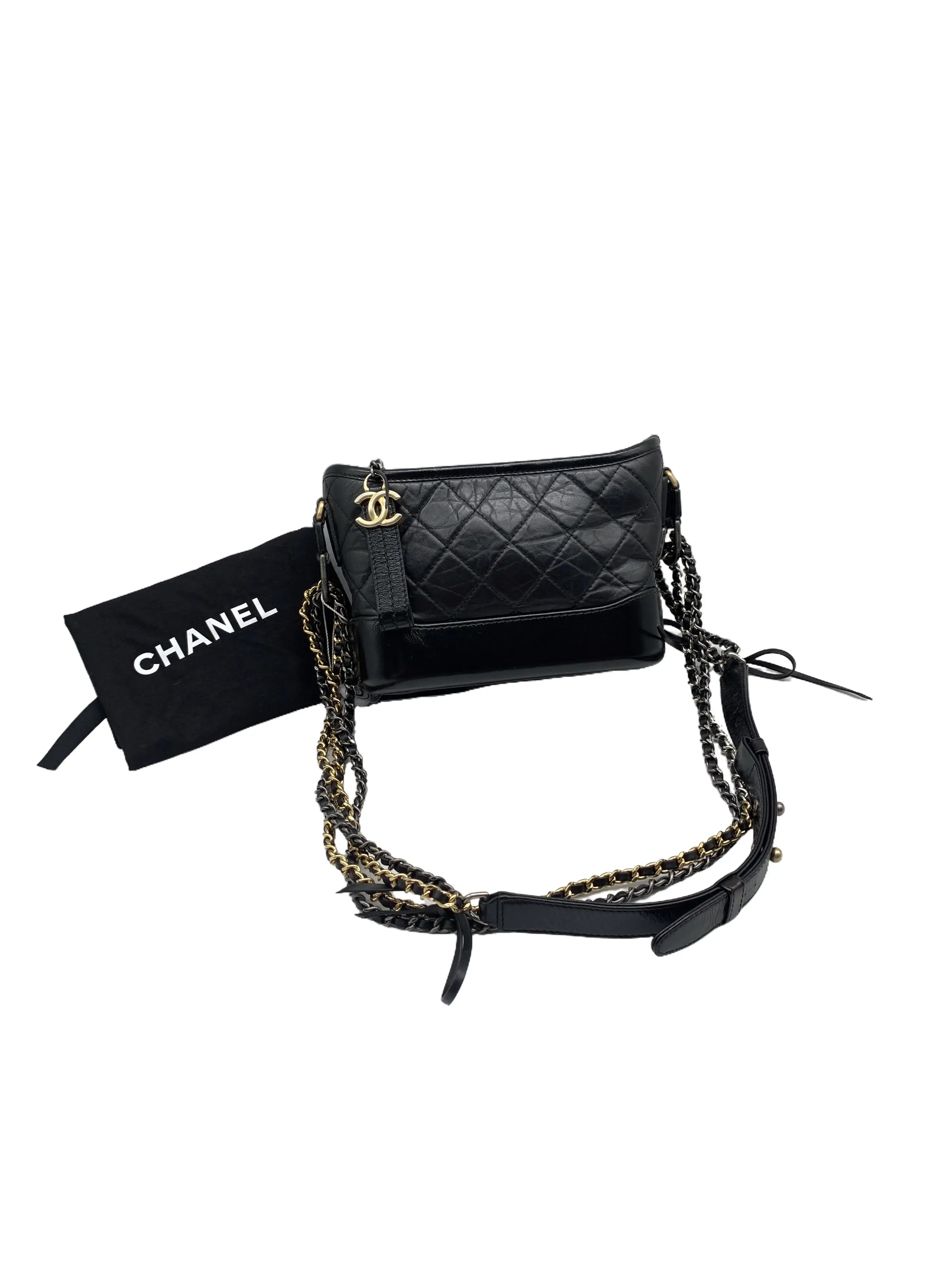 Pre-owned CHANEL Small Gabrielle Wanderlust Bag Two Tone Chain With Original Dust Bag/WJ06814211/4211
