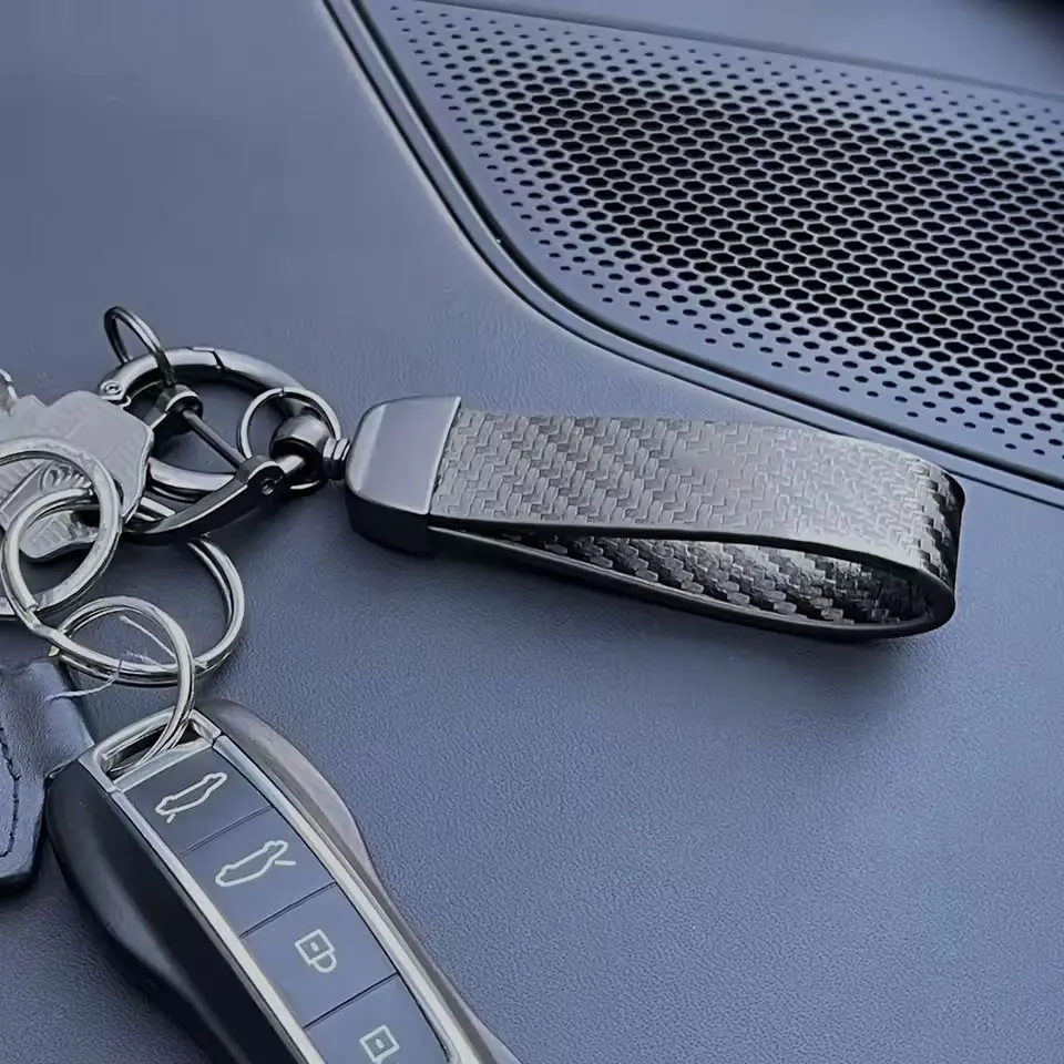 Fashion Carbon Fiber Keychain with D-Ring and Clip, Premium Car Key Ring Lanyard, Elegant Business Gift, Suitable for Men and Women, Key Rings for Car Keys Keyrings