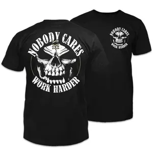 Nobody care work harder skull cool 2 sided shirt 2, shirt  for man and women Comfort Cotton Top, menswear Classic Collar