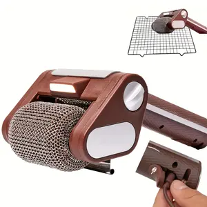 Cordless Rechargeable Grill Brush 350 RPM 304 Stainless Steel Power Roller LED Light Bristle-Free BBQ Cleaning Tool Burnt Food Remover