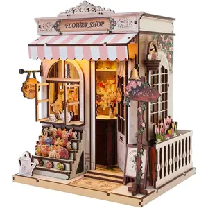 DIY Miniature House Kit, DIY Book Nook Kit, Model Craft Kits, Wooden Mini Doll House Kit, Mini Building Booknook, Tiny Model House for Adults, Gifts for Family, Friends