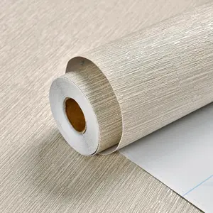 Grasscloth Wallpaper Peel and Stick 20.9in X 393in Contact Paper Wall Paper Textured Wallpaper Horizontal Stripes Look Self-Thick Vinyl Embossed (Beige)