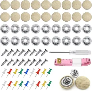 HighFree 60 Set of Automotive Car Roof Headliner Repair Button Pins Kit, Universal Auto Roof Snap Rivets Retainer for Car Roof Fixed, with Installation Tool, Fit All Cars (Beige Flannelette)