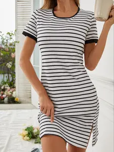 Women's Striped Dress, Fitted, Casual, Comfortable and Versatile, Perfect for Commuting and Dates, Stylish All-Season Wear