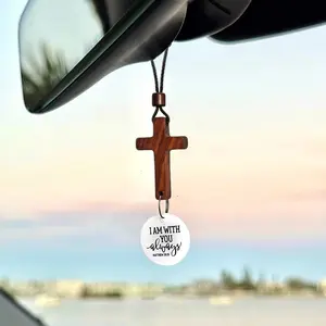 Bible Verse Car Rearview Mirror Cross Pendant, Christian Car Accessories, Inspirational Cross Hanging Decoration, Bible Quote Charm, Boujee Car Accessories, Car Ornament