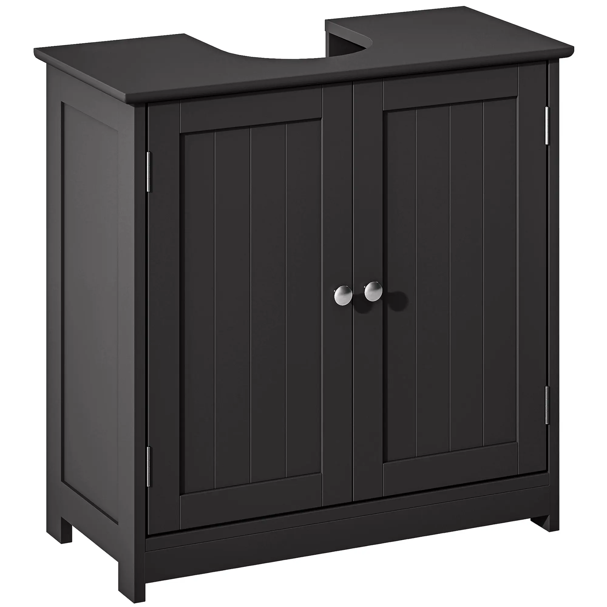 kleankin 23.5" Pedestal Sink Storage Cabinet, Freestanding Bathroom Under Sink Cabinet with U-Shape Cut-Out and Adjustable Shelf