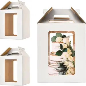 12x12x14 Inch Tall Cake Boxes with windows,10in 12in Tall Cake Carrier, Large Tiered Cake Box,Durable White Bakery Box, Layer Cake Box, large cake box(2pack)