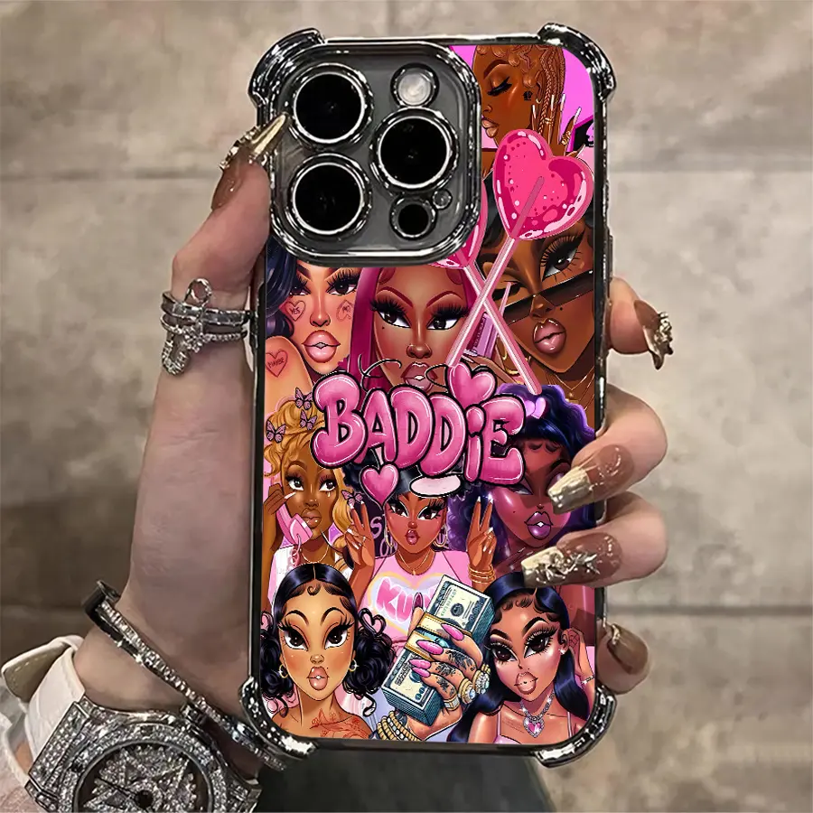 Bad guy cartoon style phone case, shockproof full-wrap soft case, transparent and Drop Resistant, fashionable phone case, compatible with iPhone 17/16/15/14/13/12/11/X/XS/XS Max, suitable as a holiday gift for friends, family, or yourself., Tpu, Accessori