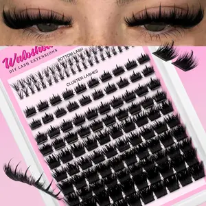 DIY False Eyelash Extensions, 140 Lower Lashes & 300 D Curl Fluffy Lashes, Soft and Voluminous, Beauty Eyelash Clusters, Home Use, Mixed Length, 0.07mm Thickness