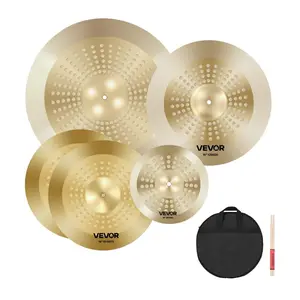 VEVOR Cymbal Pack, 4 Pieces Cymbals for Drum Set, Alloy Cymbals Drum Set Includes 14 - inch Hi - Hats, 16 - inch Crash, 18 - inch Crash, 20 - inch Ride, Drumsticks Cymbal Bag, Alloy Cymbal Pack for DrummerVEVOR Super Brand Day