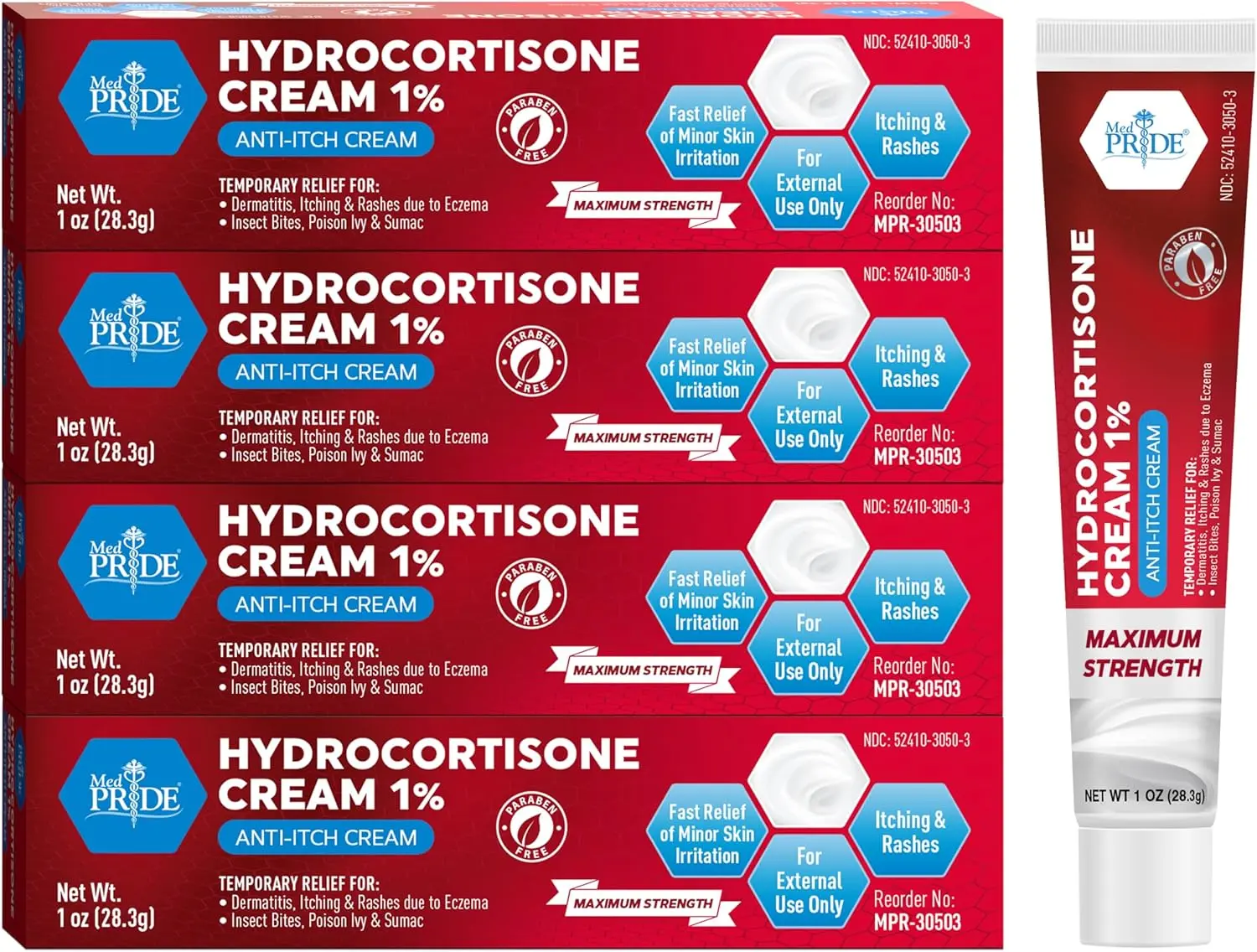 MED Pride Cream Pack of 4 X 1 Oz Anti-Itch Ointment