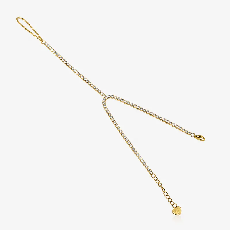 EVRY JEWELS Gold or Silver Plated Women's Hypoallergenic Icy Tennis Hand Chain
