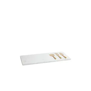The Favorites Marble Tray With Set Of 3 Cheese Tools in White