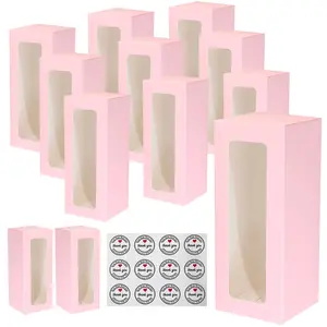 Gift Bakery Boxes,8.7'x3.15'x3.15' Bakery Boxes Dessert Container for Pastries, Chocolate Covered Strawberries, Easter Candy, Muffins, Donuts（Pink）