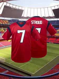 Texans 7 Classic Embroidered Football Jersey Breathable Short Sleeve T-Shirt Football Uniform, Loose Fit Sporty Design, Unisex Outdoor Wear for All Seasons