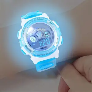 Youngsters' Multifunctional Sports Digital Watch - Colorful Night Light, Durable Plastic Band & Case, Battery Operated - Ideal Gift for Boys & Girls