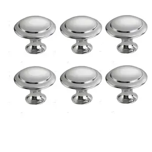 6pcs Round Cabinet Knobs Stainless Steel Furniture Handles with Screws, Modern Mushroom Shape Pulls for Kitchen Bathroom Closet Drawers