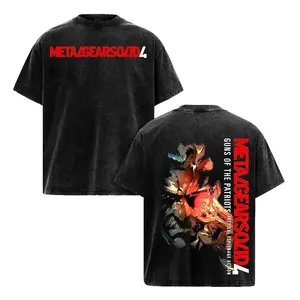 Metal Gear Solid 4 T-Shirt, Heavyweight Cotton Game Lover Soft Shirt, Classic Vintage Unisex Oversized Acid Washed TShirt, Menswear Tee Anime Clothes Top Streetwear