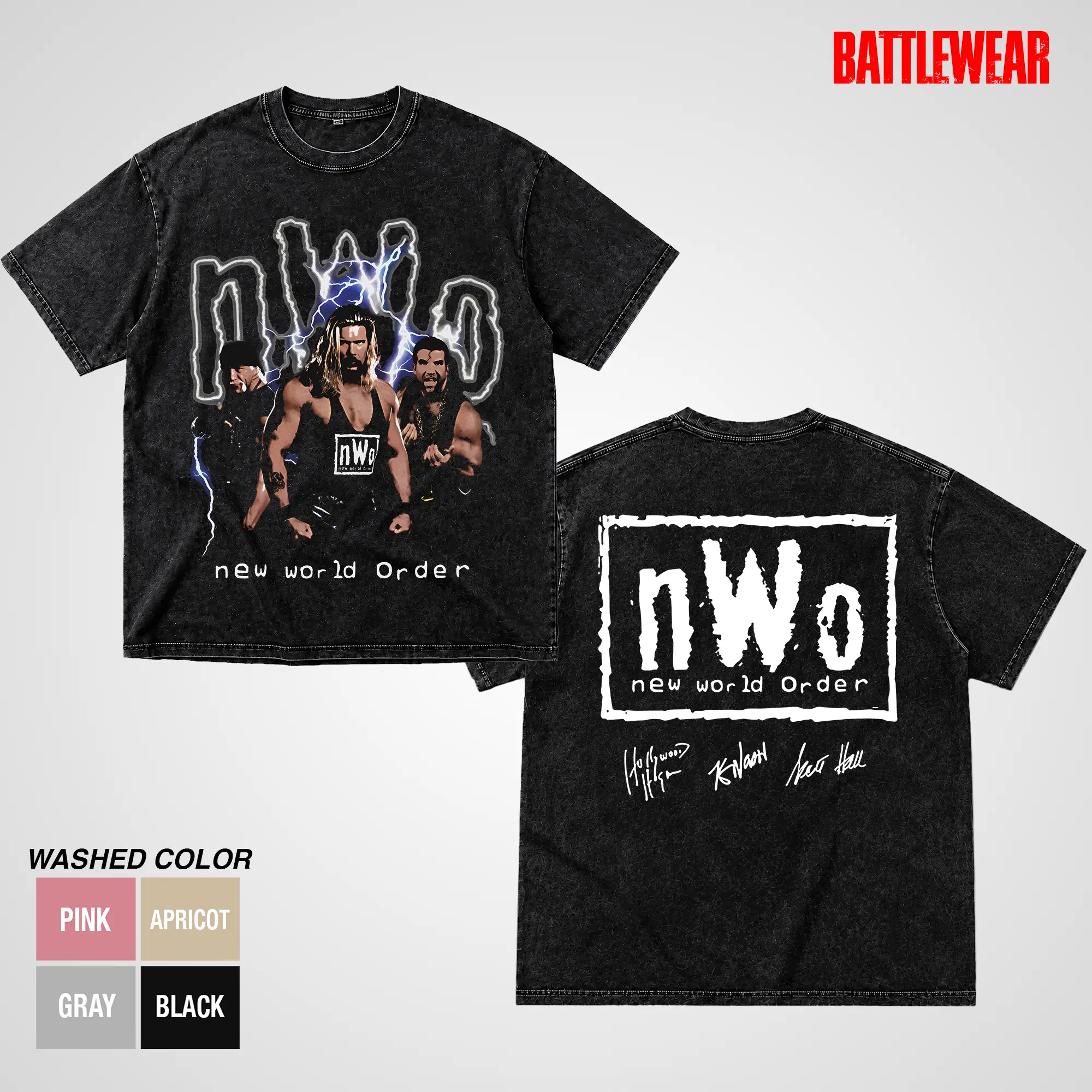 WWE NEW WORLD nWo T-Shirt, Vintage Graphic Design Iconic Wrestling Duel Print Tee, Classic Fan Apparel Cotton Shirt, Fabric Menswear Top Casual Basic Gift for WWE Fans