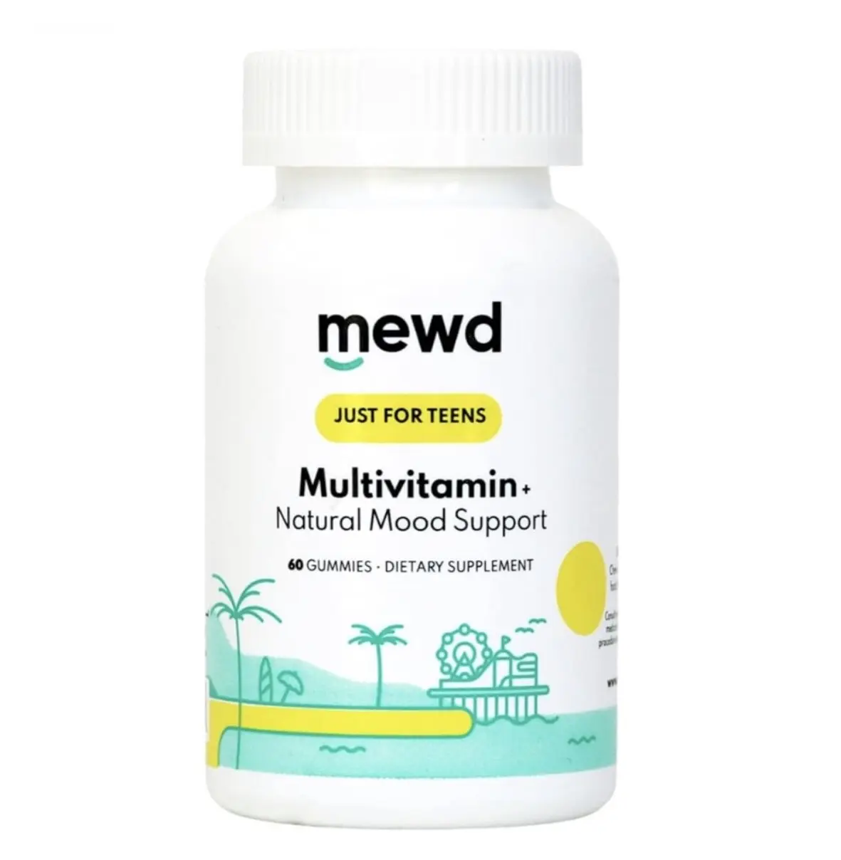 MEWD Teen Mood Boost  Multivitamin Gummies - Natural Focus & Calm with L-Theanine, Vitamins A, C, D3, B6, B9 & B12, Plus Zinc & Iron - Vegan Immune Booster, Gluten-Free Brain Health