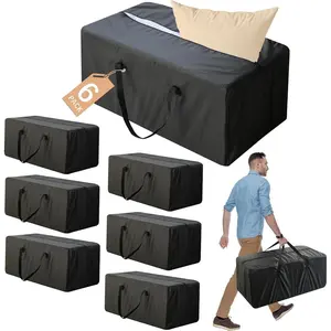 6PC Waterproof Moving Bags Heavy Duty with Strong Zipper & Carrying Handles, Sturdy Clothes Storage Bags, Durable Lightweight Packing Bags Totes Organiser, College Dorm Room Essentials, Black# TikTokShopBlackFriday
