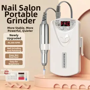 Professional nail drill and polishing machine, portable USB rechargeable acrylic gel set with 12 drill heads at 4000 RPM, suitable for home and salon use, ceramic nail file heads, Nail salon supplies
