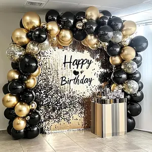 104pcs Black and Golden Balloon Garland Arch Kit - Metallic Golden Confetti Latex Balloons for Birthday, Gender Reveal, Anniversary, Wedding Decorations, Party Balloons