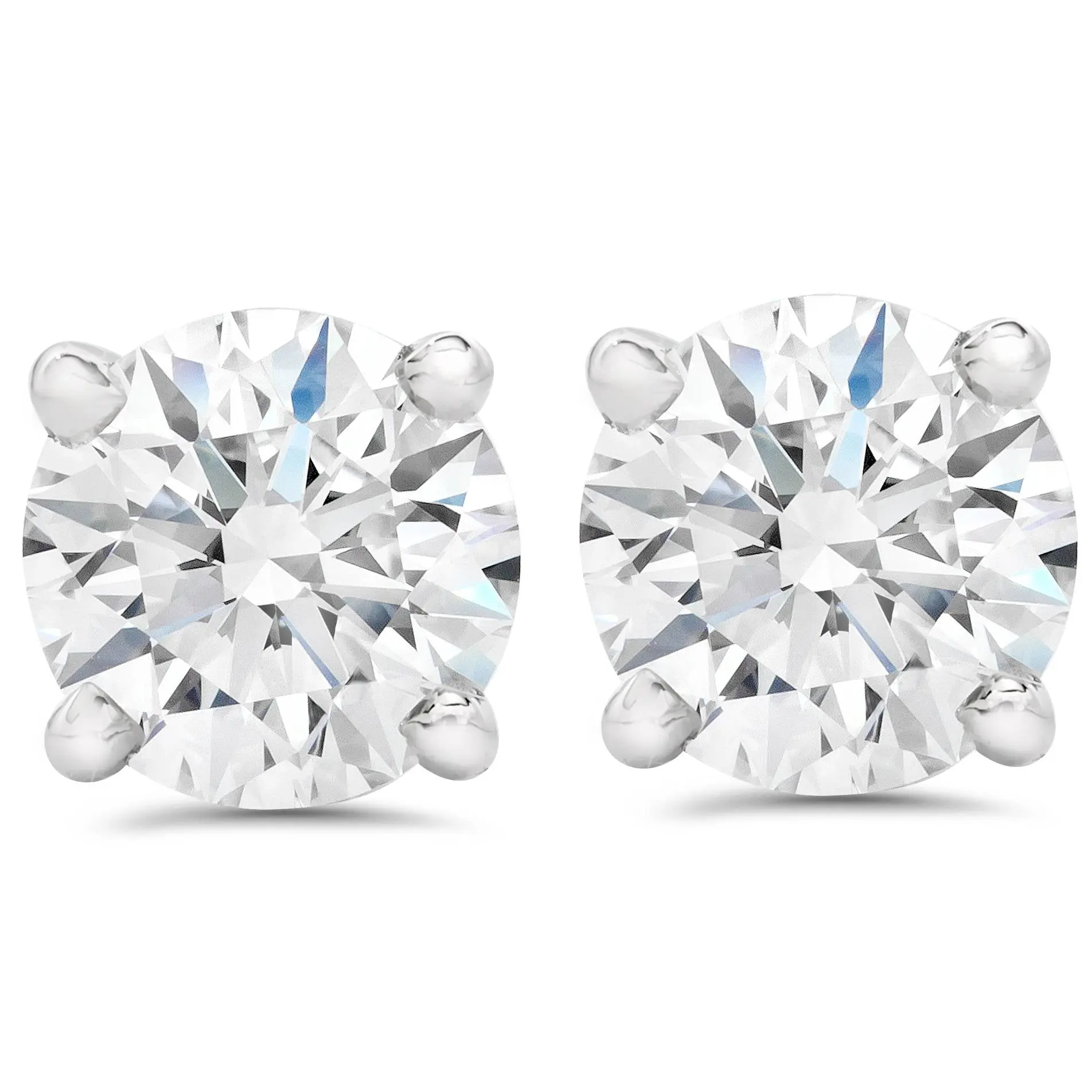 2 1/2 ct Round Diamond Screw Back Studs in 14k White Gold Enhanced