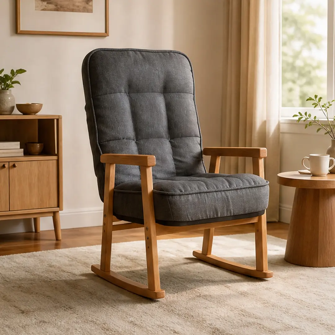ARCH Modern Adjustable Single-Seat Ergonomic Indoor Lounge Chair - 3-Level Lumbar Adjustment, Adjustable Seat Height, Soft Cushion, Metal and Wood Legs, Gray, Folding Packaging, for Living Room, Hallway, Indoor Furniture Loungers, Adjustable Seat Indoor L