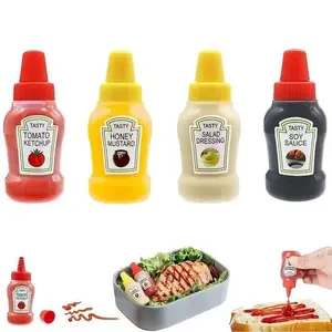 Mini Seasoning Container, Spice Containers, 4 Counts/set Sauce Squeeze Bottle, Easy Pour Spout, Salad Dressing Bottle, Sauce Squeeze Bottle for Outdoor Camping, Barbecue, Travel, Kitchen【Only Bottle】