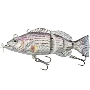 10cm/3.9in USB Rechargeable Robotic Lifelike Swimming Action Fishing Lure, Artificial Fishing Lure, Multi Jointed Swimbaits for Hard-to-catch Fish, Visibility Fishing Accessories with LED Light, Fishing Gifts for Men, Crankbait
