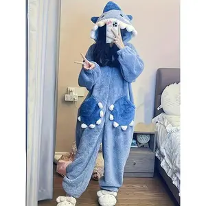 1 piece of cute cartoon shark hooded dress for women, winter role-playing jumpsuit with unicorn design, Christmas party casual and sleepwearRAIMENTRY