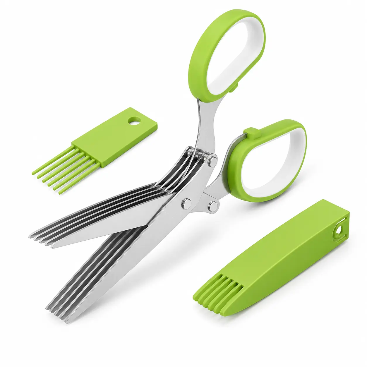 2026 Upgraded Herb Scissors with 5 Blades and Cover, Effortless Herb Shears Cutter Tool with Sharp Stainless Steel Blades for Fresh Herbs, Must-Have Kitchen & Cooking Gadget