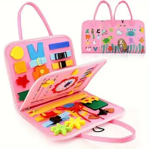 Busy Board for Toddlers, Montessori Sensory Learning Activity Board with Zipper, Buckles & Alphabet, Multi Activity Creative Playset, Portable Travel Educational Toy, Perfect Birthday Christmas Easter Gift for Kids