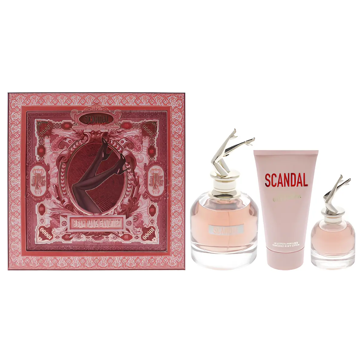 Jean Paul Gaultier Scandal for Women 3-Piece Hair & Body Set (2.7 Ounce Eau de Parfum Spray + 2.5 Ounce Perfumed Body Lotion + 0.20 Ounce Eau de Parfum Splash)