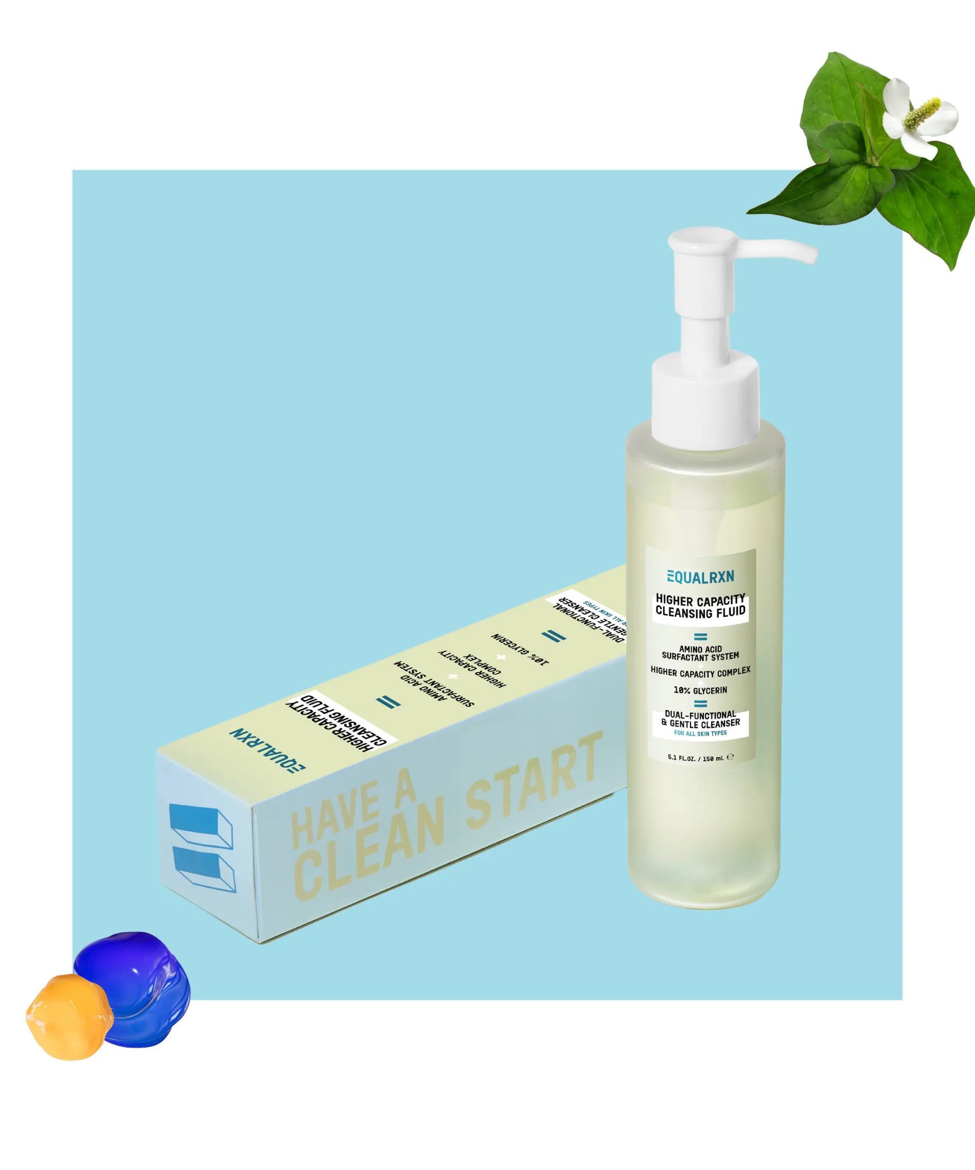 EqualRXN Higher Capacity Cleansing Fluid - Gentle Water-Based Facial Cleanser with 10% Glycerin & Calming Complex for Sensitive Skin