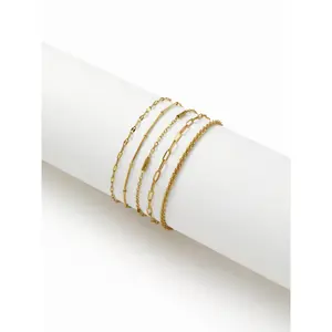 Cider 5 PCS 18K GOLD PLATED STAINLESS STEEL CHAIN BRACELET SET
