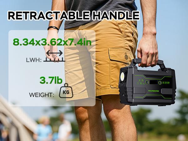 MARBERO 155Wh Solar Generator with 30W Solar Panel Portable Power Station with 2x 100W AC Outlets(150W Surge) 7 Output Ports Built-in Flashlightfor Home Blackout, Camping Essentials High Capacity Battery Usb Rechargeable Battery