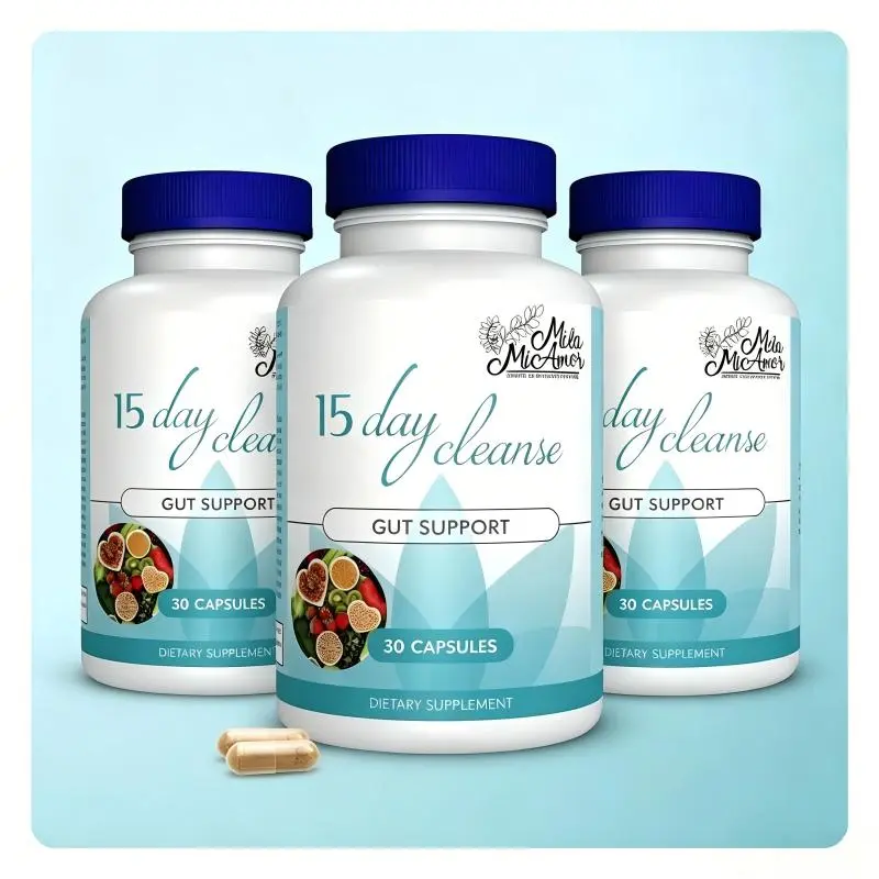 Mila McAnner 15 Day Cleanse Gut and Colon Support Caffeine Free Advanced Formula with Senna Cascara Sagrada Psyllium Husk Non-GMO Probiotics