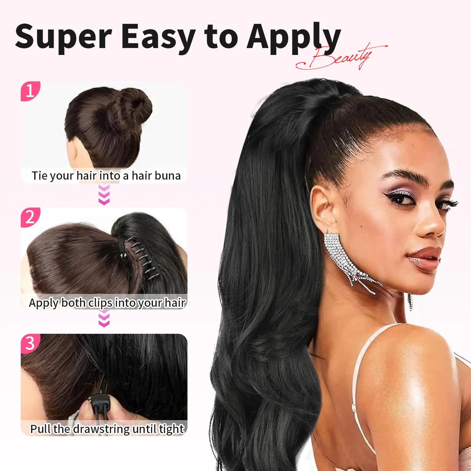Claw Ponytail Extension, 26Inch Claw Clip in Ponytail Extension for Women Long Black Wavy Layered Pony Tails Hair Extensions Synthetic Clip in Ponytail Hairpiece for Women Daily Party Use Claw Ponytail Extension, 26Inch Claw Clip in Ponytail Extension for Women Long Black Wavy Layered Pony Tails Hair Extensions Synthetic Clip in Ponytail Hairpiece for Women Daily Party Use