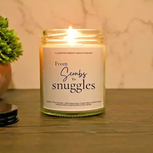 From Scrubs To Snuggles Candle | Gift Baskets For Nurses Station | Healthcare Gift Idea | Healthcare Professionals Gift | Nursing Staff Gift