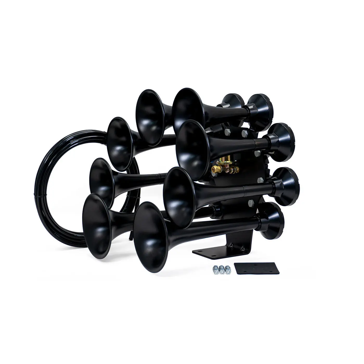HornBlasters Octohorn Train Horn | 12-Volt DC | 8-Chime Stealth Black Horn | Vehicle Mounted | Air System Required